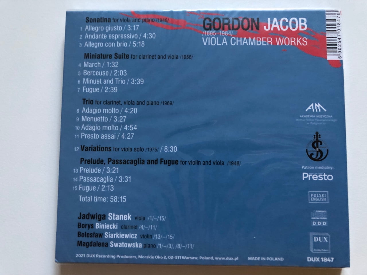 Jadwiga Stanek - Viola Chamber Works - Music & Performance - CD