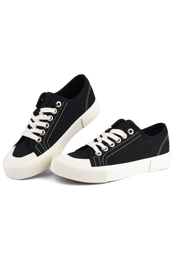 Women's Canvas Shoes Casual Sneakers Low Top Lace Up Fashion Comfortable Walking Flats