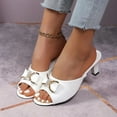 thumbnail image 2 of IUJSOY Kitten Heels for Women Pointed Open Toe Sandals Dressy Slip on Shoes Rhinestone Bow Slides, 2 of 9