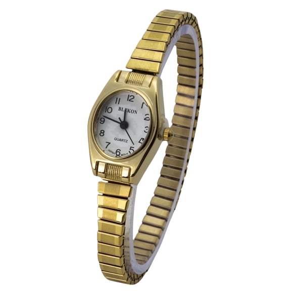 Blekon Collections Women’s Quartz Watch, 19mm Oval Case, Thin Stretch Band (Not for Small Wrists)