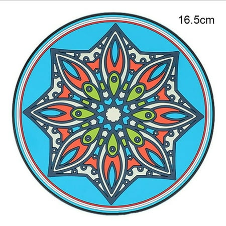 

Alexsix Thickened Silicone Heat Insulation Pad Retro Floral Pattern Round High Temperature Resistant