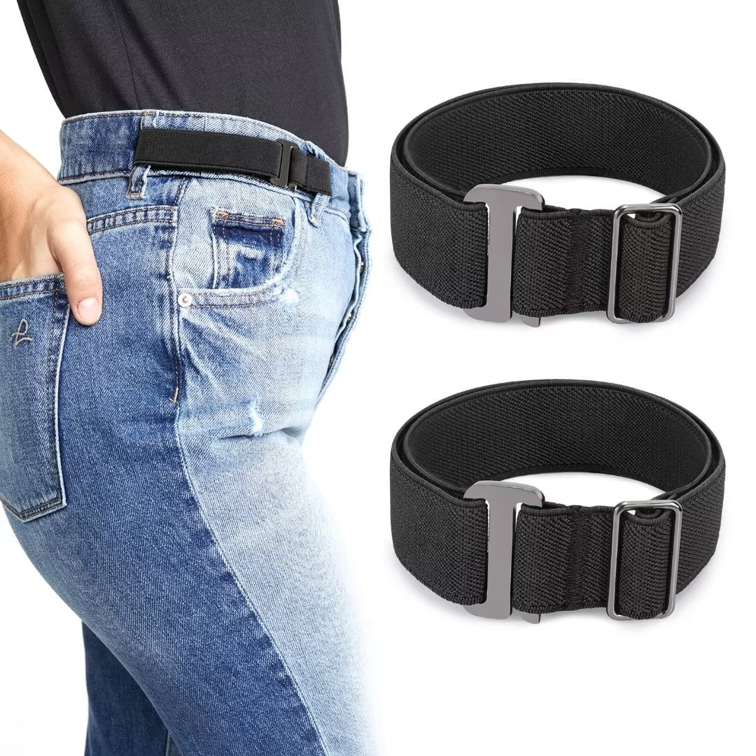 JASGOOD 2Packs No Show Stresch Side Belts for Women Men Jeans Pants ...