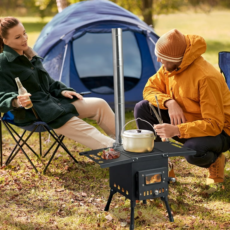 GoDecor Portable Wood Burning Stove with Foldable Chimney Folding Cook for Camping Hiking Travel Walmart