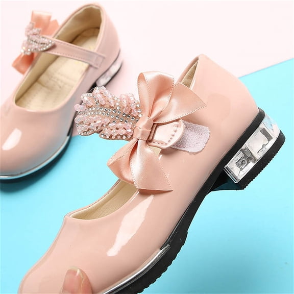 Girls Princess Dress Shoes, Cute Flower Mary Jane Flats for Flower Girl Party Wedding Pink 12.5 M