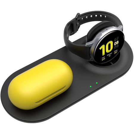Qi Certified Fast Charger Compatible With Samsung Galaxy Watch Active 2 Wireless Charger Duo Pad Wireless Charging Stand For Galaxy Watch 3 41mm 45mm Note Ultra Z Fold 2 Z Flip 5g Buds Live