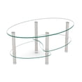 thumbnail image 4 of taoruifang Transparent Oval Tempered Glass Coffee Table, 3-Layer Stainless Steel Leg Tea Table for Living Room, 4 of 16
