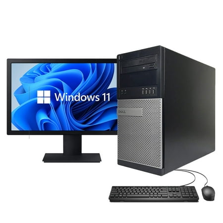 Dell Optiplex 7010 Windows 11 Pro Desktop Computer Intel Core i5 3.1GHz Processor 8GB RAM 500GB HD Wifi with a 19" LCD Monitor Keyboard and Mouse - Used PC with a 1 Year Warranty