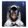 thumbnail image 3 of Ambesonne Space Cat Shower Curtain, Kitty Suit in Cosmos, 69"Wx84"L, Navy Blue and White, 3 of 3