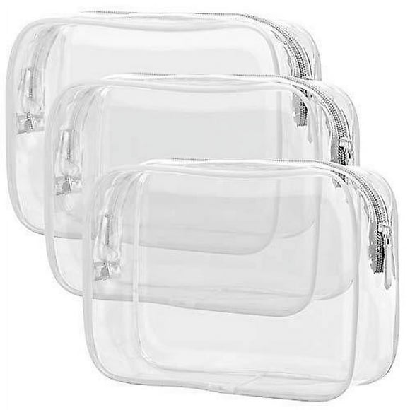 Approved Toiletry Bag, Clear Makeup Bag Waterproof Quart Size Bag, Travel Makeup Cosmetic Bag for Women Men, Carry on Airport Airline Compliant Bag