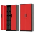 thumbnail image 3 of SUNCROWN Metal Storage Cabinet with Lock, Tall Steel Cabinets with 2 Doors and 4 Adjustable Shelves,Lockable Steel Storage for Home Office, Garage, Warehouse (Black Red), 3 of 8