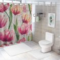 thumbnail image 7 of Autua Flowers Pink Bathroom Décor Set Graphic Print Polyester Stylish Shower Curtain with Hooks 100% Polyester Fiber Home Bathtubs Decoration 69"x72, 7 of 7