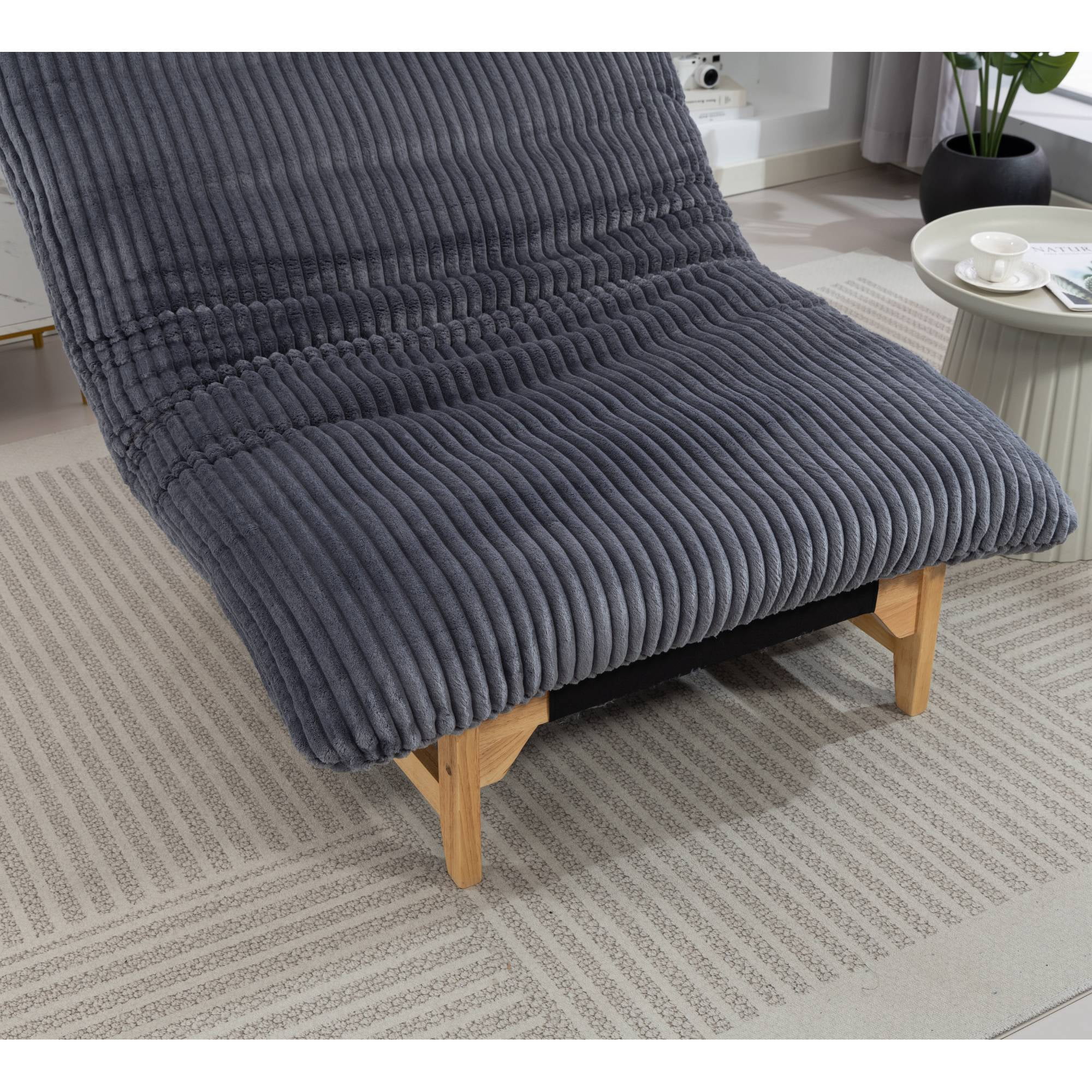 Bean Bag Chair for Adults with Down Filling Accent Armless Lazy Sofa Comfy Lounge Chairs, Sleeper Reading Chair for Living Room, Grey