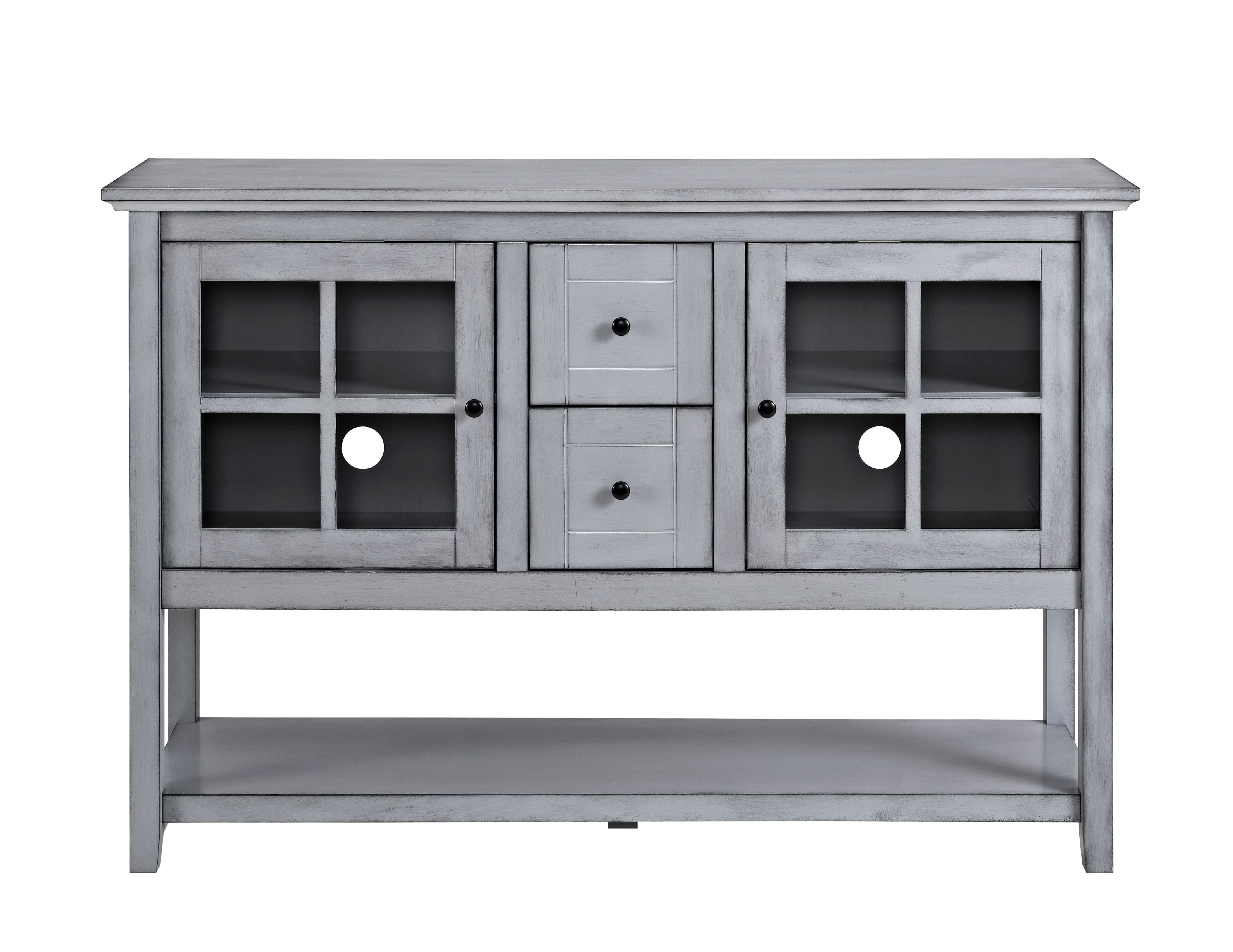 Manor Park Modern 52" Glass Door Dining Buffet Table, Antique Grey