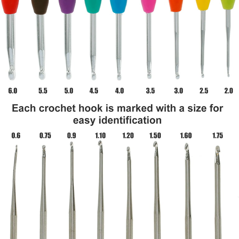 Yarniss 20 Size Crochet Hooks 0.5mm-10mm, Ergonomic Crochet Hooks Set with  Case 
