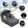 thumbnail image 3 of Royard Oaktree Outdoor Wicker Daybed with Adjustable Canopy Patio Double Sunbed with Cushion and Decorative Pillows Rattan Sofa Bed for Backyard Porch Poolside,Gray, 3 of 7