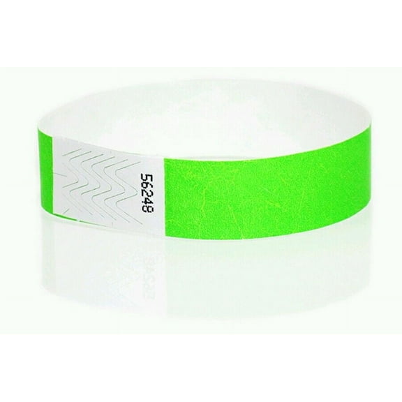 100  3/4" NEON GREEN WRISTBANDS NEON GREEN PAPER WRISTBANDS, ARM BANDS