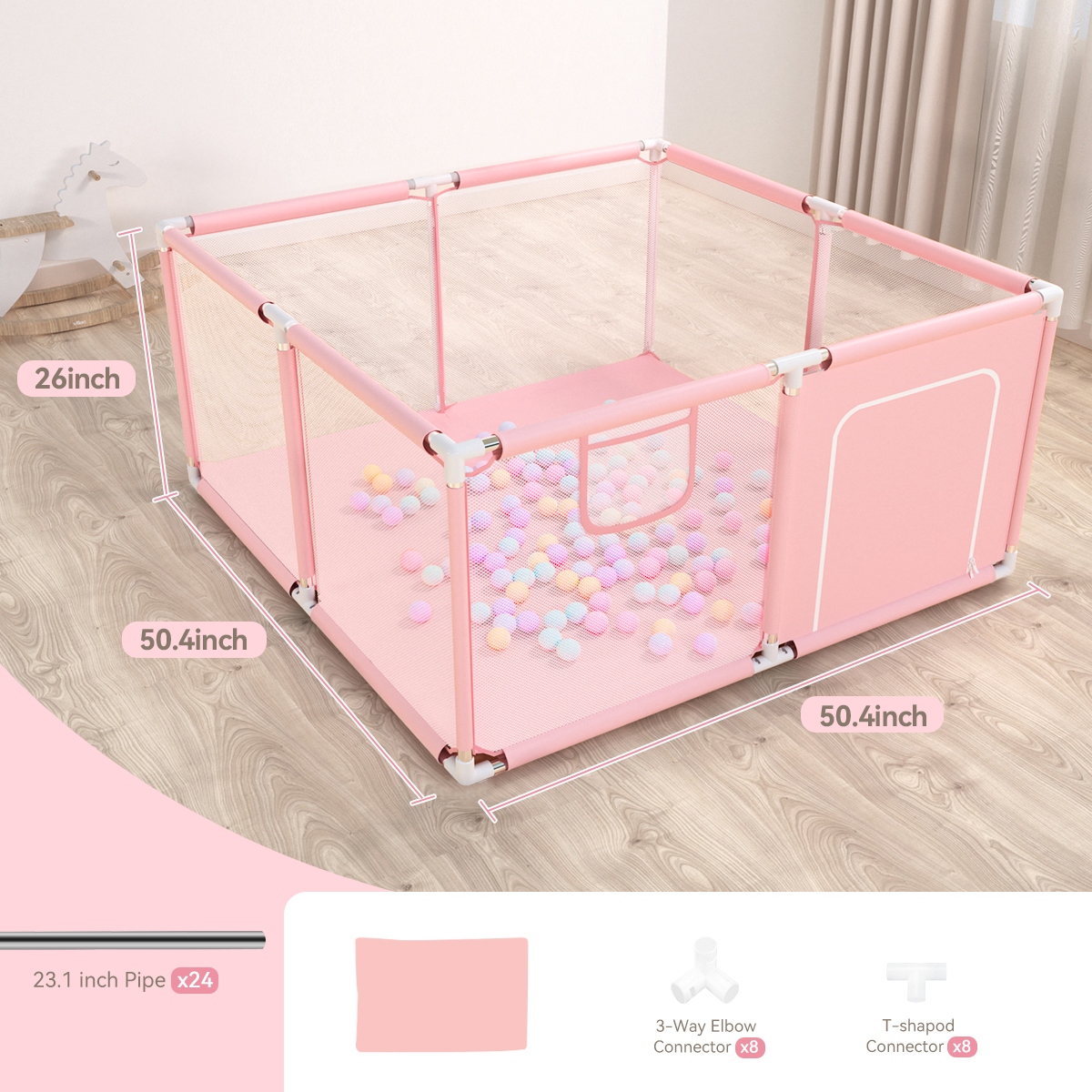 Caveen Baby Playpen 4-Panel Foldable Safety Play Yard photo 2