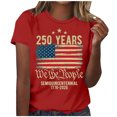 thumbnail image 2 of Women's Patriotic Printed T-Shirt, 250 Anniversary USA Shirt for Womens, Short Sleeve Round Neck Casual Top, 250 YEARS Flag Pattern Tee (Large Red), 2 of 3