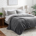 thumbnail image 3 of Bare Home Microplush Fleece Textured Blanket - 300 GSM - Fuzzy Microfleece - Soft & Plush - Full/Queen, Gray, 3 of 8