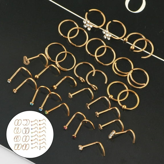 Segolike 32 Pcs 20G Nose s for Women Nose Studs Nose s Hoop Nose s Set Nose Piercings Jewelry for Women Men, Stainless Steel