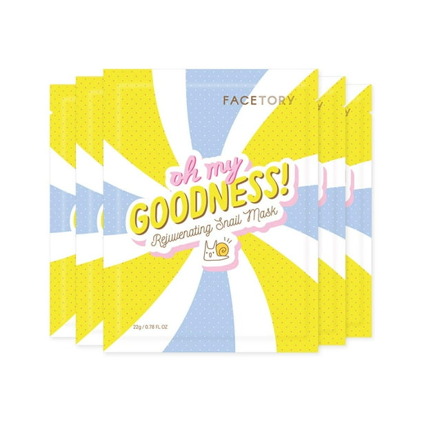 FACETORY K Beauty Face Mask Cuidado de la piel - OH MY GOODNESS Mascarilla rejuvenecedora de caracol con esencia de caracol y ácido hialurónico | Sellar en humedad (paquete de 5)