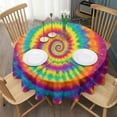 thumbnail image 3 of Rainbow Tie Dye Spiral Dot Pattern Round Tablecloth 60"x60",Wrinkle Wipeable Table Cloth for Kitchen Dining Room Picnic Patio Party, 3 of 6