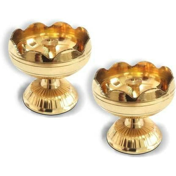 Swadeshi Desire™  Lotus Flower Diya for Pooja Room , Temple , Mandir, Office, Oil Lamp Diya for Home Decoration( Brass) Puja Set of 2