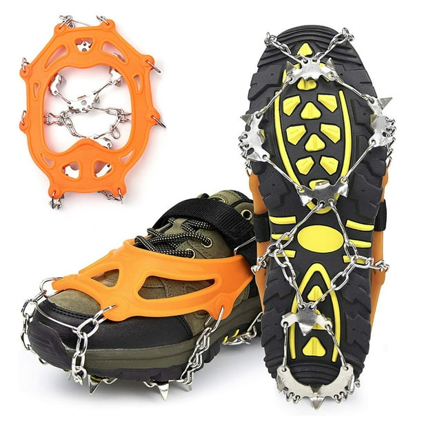 Ice Cleats Crampons Traction Ice Snow Grips for Boots Shoes Anti Slip 19 Stainless Steel Spikes and Durable Silicone Safe Protect for Walking