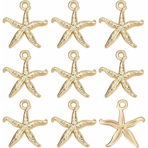 1 Box 30Pcs Starfish Charms Bulk Real 18K Gold Plated Alloy Sea Ocean Beach Animals Starfishes Mini Dangle Pendant Charm for DIY Jewelry Making Pendants Necklace Bracelet DIY Crafts Supplies
