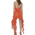 thumbnail image 4 of xiaxaixu Womenacute;s Summer Skinny Sheer Dress Solid Color Hanging Neck Irregular Ruffle Dress, 4 of 6