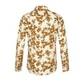 thumbnail image 3 of CAMISA HAWAIANA DE MANGA LARGA CON BOTONES PARA HOMBRE INSPIRAR CHIC, PATRÓN DE FLORES Y PALMAS, M BLANCA Y AMARILLA, 3 of 7