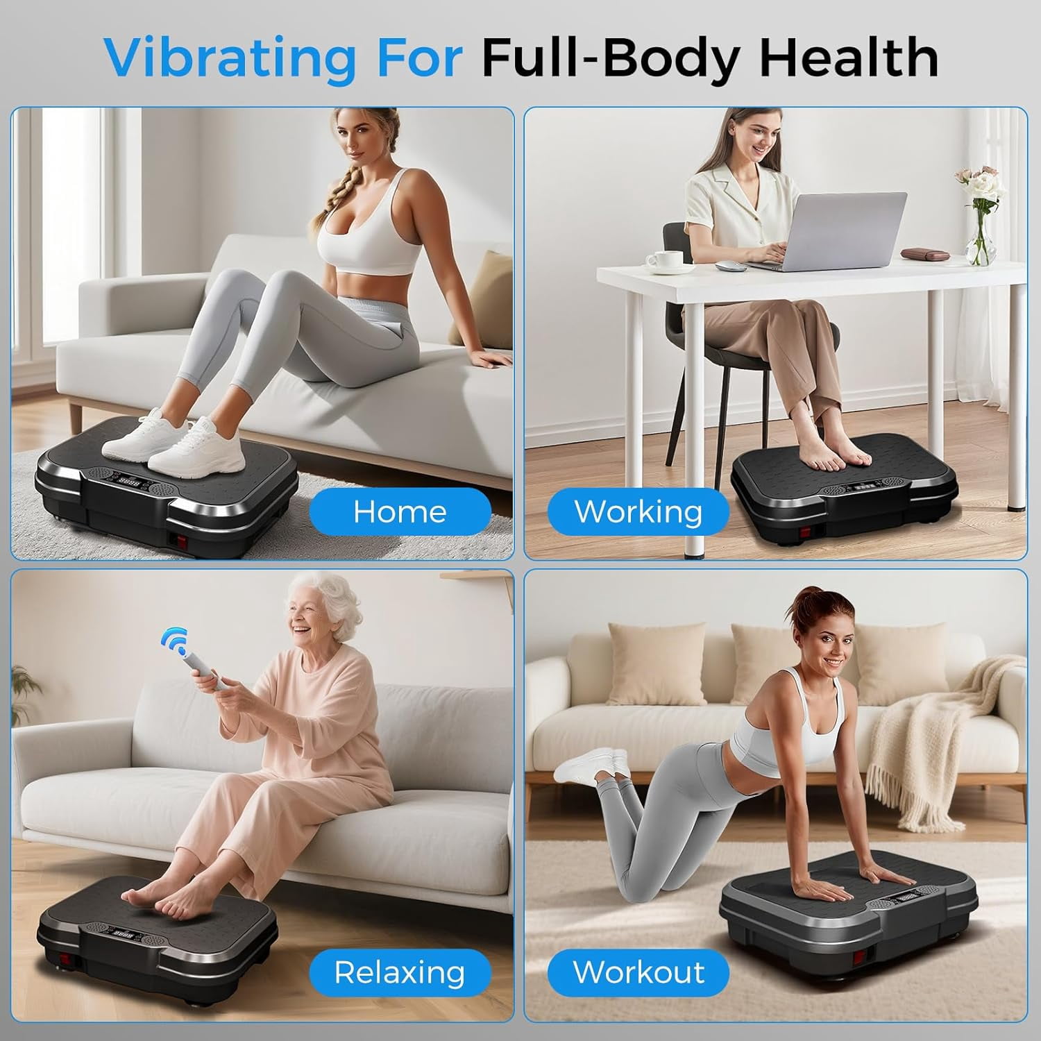 Vibration Plate Exercise Machine for Full Body Workout, Lymphatic Drainage & Weight Loss, 400 Lbs Capacity Fitness Platform with Remote