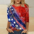 thumbnail image 2 of GERsome Womens American Flag Shirts 4th of July 3/4 Sleeve T Shirt Funny USA Graphic Tees Patriotic Casual Loose Fit Pullover Tops S-5XL, 2 of 5