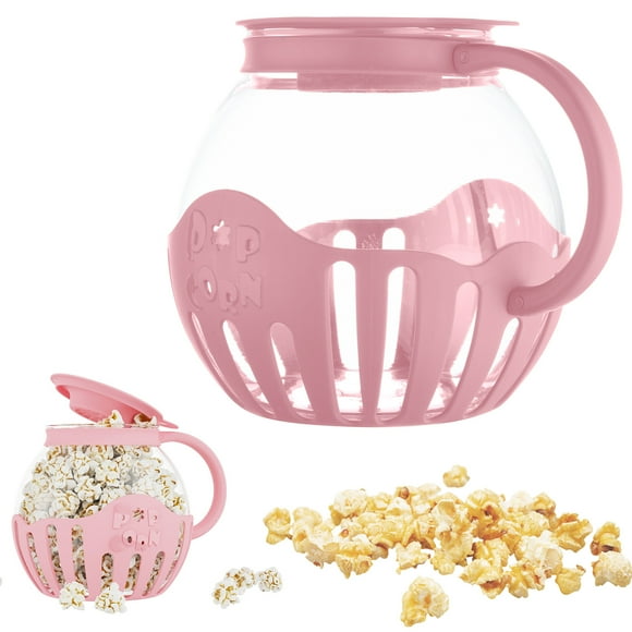 Bocal à Maïs Éclaté en Verre Rose, Micro-Ondes pour Faire Éclater du Maïs Éclaté., Micro-Ondes avec Couvercle en Verre Thermosensible Mesure les Grains et Fait Fondre le Beurre Sans Lave-Vaisselle 3