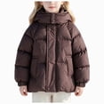 thumbnail image 3 of NOLDARES Girls' Boys' Hooded Puffer Jacket Winter Warm Down Ski Jacket Coat for Little & Big Kid,A048-Coffee, 3 of 9