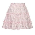 thumbnail image 5 of Lilgiuy Women Summer Casual Vintage High Waist Floral Print Beach Ruffled Short Skirt,Pink,8（L） Winter Dresses for 2022, 5 of 5