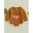 thumbnail image 2 of Bagilaanoe Newborn Baby Girl Boy Halloween Romper Sweatshirt Long Sleeve Bodysuits Pumpkin Print Pullover 3M 6M 12M 18M Infant Casual Tee Tops, 2 of 9