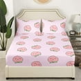 thumbnail image 5 of Erosebridal Cute Peach Bed Sheets Full Size Sheet Set Cartoon Fruit Room Decor Bedding Set,Teens Women Pink Fitted Sheet 4Pcs with 2 Pillowcases, Kawaii Fruit Flat Sheet, 5 of 6