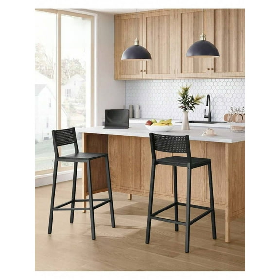 Bar Stool Set of 2 - Industrial Style, Sturdy Bar Chairs for Kitchen, Dining Room & Office