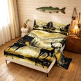 thumbnail image 2 of Manfei Farmhouse Style Deer Bed Sheets, Lake Mountain Landscape Full Size Sheets, Tan Golden, 4 Pieces, 1 Flat Sheet, 1 Fitted Sheet and 2 Pillowcases, 2 of 6
