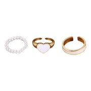 NUOKO Finger Ring Rings Set Of 3 For Women Party Finger Rings Pearl Rings Ajustable Rings Female Jewelry Gifts