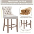 thumbnail image 5 of Bar Stools Set of 2, LegaHome Velvet Bar Stool with Back, Solid Wood Frame & Nailhead Trim, Counter Height Bar Chiar Button Tufted Upholstered Seat, Full Back Bar Stools, Beige, 5 of 10