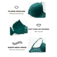 thumbnail image 5 of Deyllo Women's Lace Push Up Padded Plunge Add Cups Underwire Lift Up Bra, Green 36B, 5 of 5