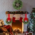 thumbnail image 5 of 6 Pcs Small Christmas Norfolk Wreaths 15 Inch Christmas Kitchen Cabinet Mini Wreath Real Touch with Bow Ribbon Cedar Red Berry for Xmas Front Door Window Chair Fireplace Table Pillar Farmhouse Decor, 5 of 7