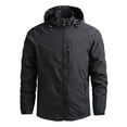 thumbnail image 2 of Jacket Men Zip Up Waterproof Detachable Hooded Jacket Lightweight Long Sleeve Outdoor Coat Classic Fit Men's Jacket, 2 of 8