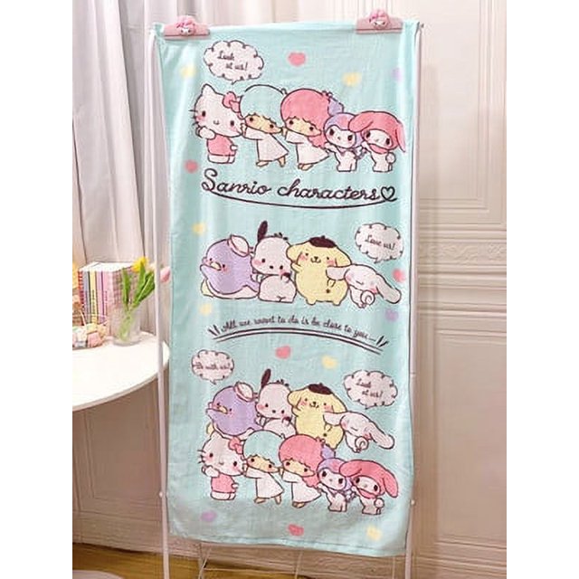 Toalla de baño de dibujos animados de Hello Kitty para niños y niñas, manta de felpa de playa, Sanrio, Kuromi, My Melody, canela, regalo de Navidad