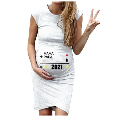 

HGWXX7 Maternity Clothing Women Maternity Sleeveless Cute O-Neck Digital Print Tank Tops Pregnancy Dress