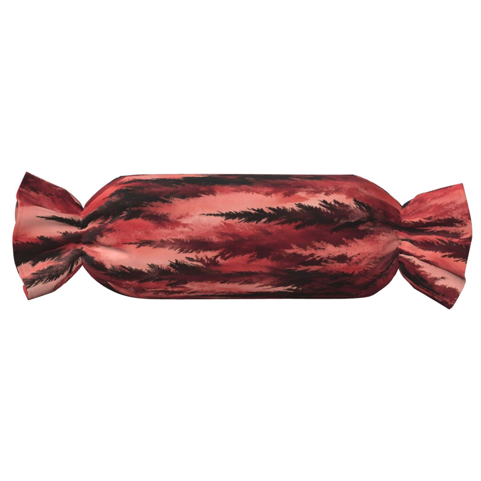 Candy Throw Pillow Travel Cervical Pillow Cylindrical Neck Body Cushion With Insert For Bed Couch Home Decor 9.8x24.4in Realistic Forests Camouflage Pattern Conifer Maroon_4