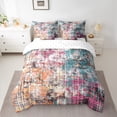 thumbnail image 2 of Homewish Modern Stripes Lines Bedding Comforter Set 7 Pieces for Women, Checkered Square Full Bedding Set, Fashion Graffiti Artwork Reversible Fitted Sheet Flat Sheet, Breathable Home Decor, 2 of 7
