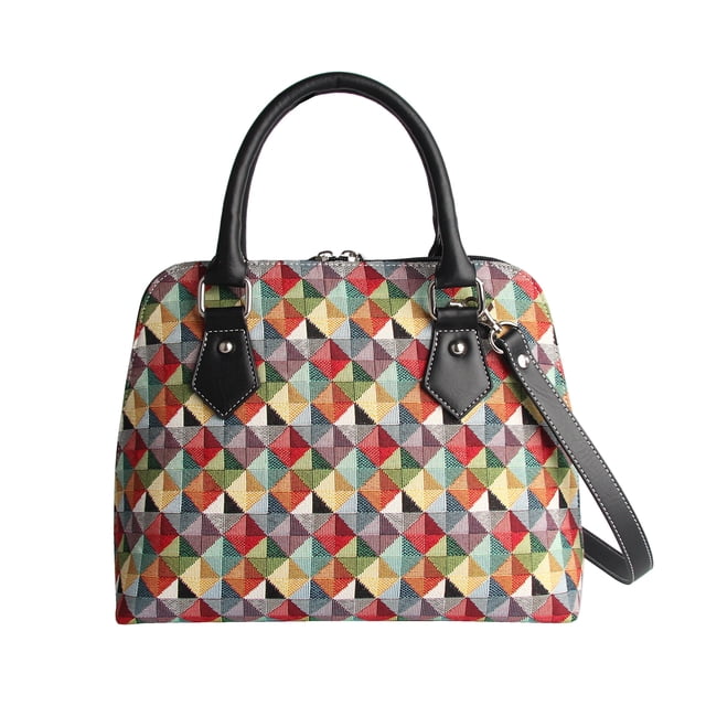 Signare Tapestry Hand Shoulder Bag Cross Body Purses Handbag Satchel Bag for Women In Colourful Geometric Triangle Design|CONV-MTRI